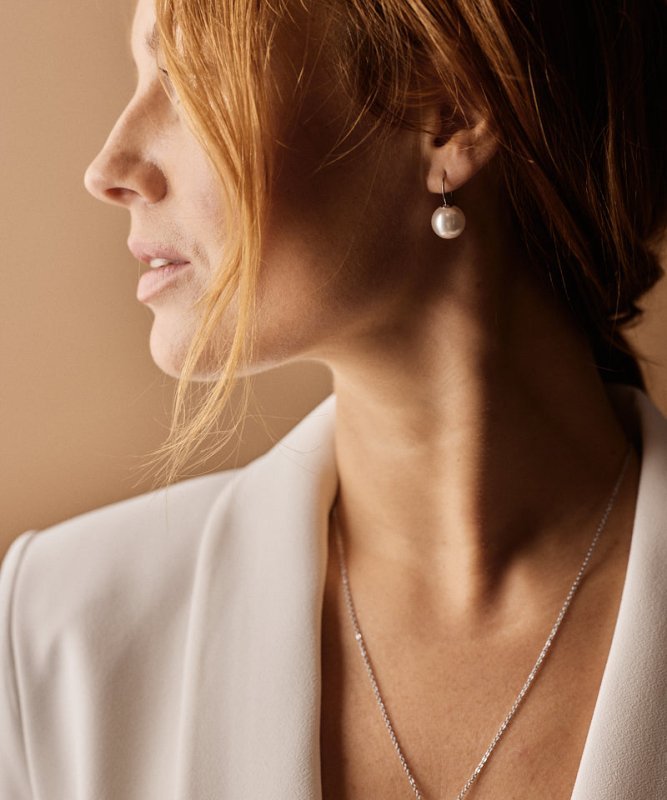 Oorbellen Blomdahl titanium hanger parel 12 mm. (incl. achterkantjes)