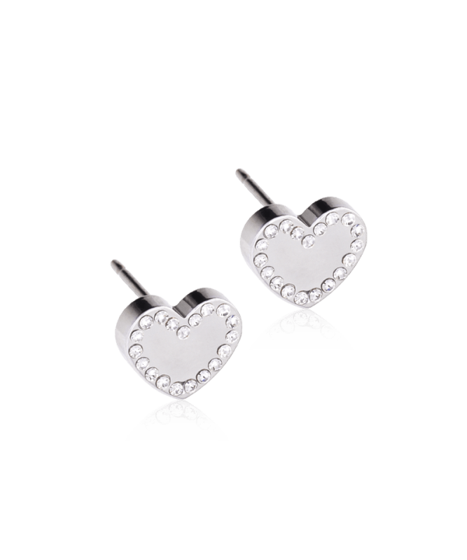 Oorbellen Blomdahl titanium hartje crystal 8 mm. (incl. achterkantjes)