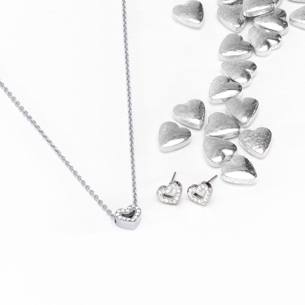 Oorbellen Blomdahl titanium hartje met Swarovski crystal - Staartjes en Strikjes