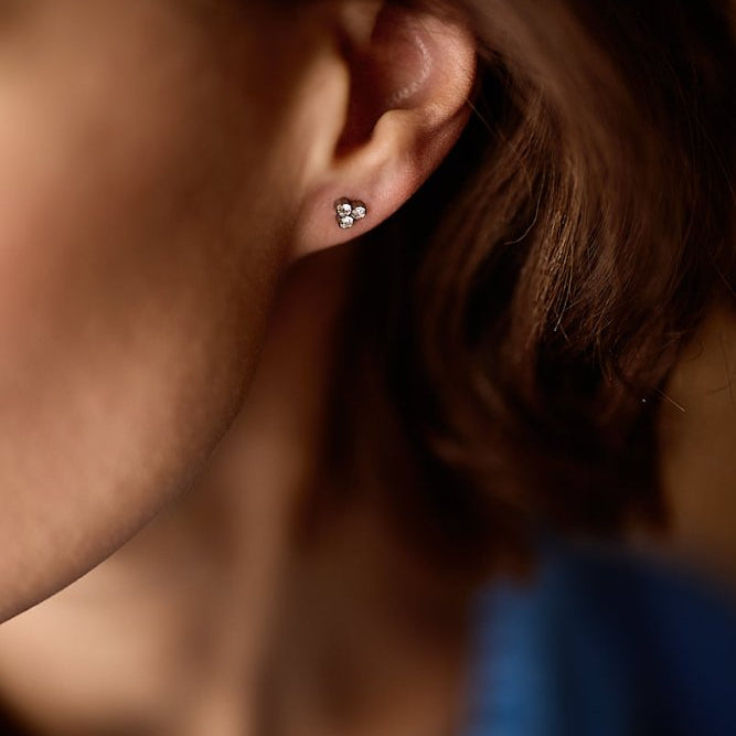 Oorbellen Blomdahl titanium klavertje - 6 mm. - Staartjes en Strikjes