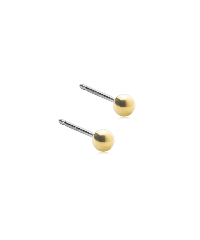 Oorbellen Blomdahl titanium knopje 3 mm. goudkleurig (incl. achterkantjes) - Staartjes en Strikjes
