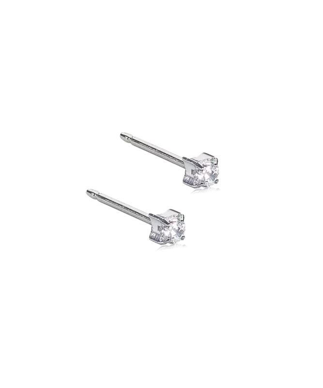 Oorbellen Blomdahl titanium knopje 3 mm. zirconiasteentje (incl. achterkantjes) - Staartjes en Strikjes