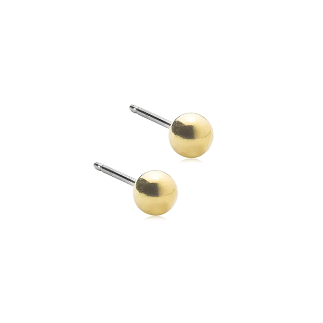 Oorbellen Blomdahl titanium knopje 4 mm. goudkleurig (incl. achterkantjes) - Staartjes en Strikjes