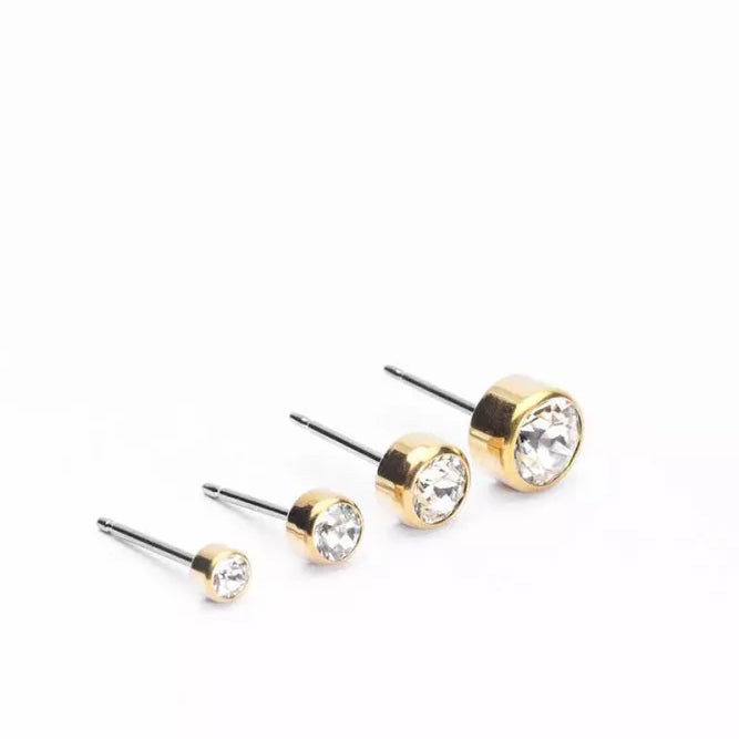 Oorbellen Blomdahl titanium knopje 5 mm. goudkleurig (incl. achterkantjes) - Staartjes en Strikjes