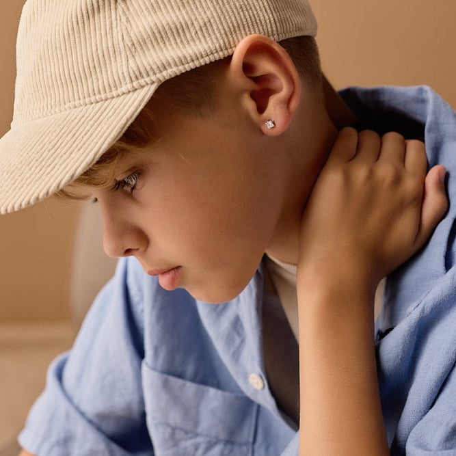 Oorbellen Blomdahl titanium knopje 5 mm. zirconiasteentje