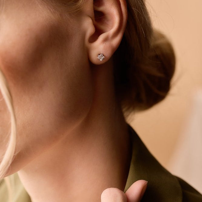 Oorbellen Blomdahl titanium knopje 5 mm. zirconiasteentje - Staartjes en Strikjes