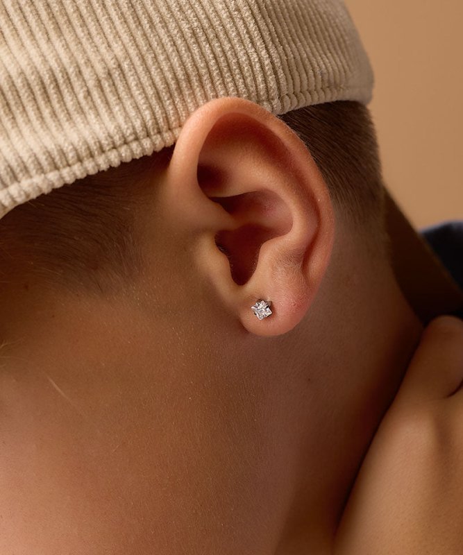 Oorbellen Blomdahl titanium knopje 5 mm. zirconiasteentje