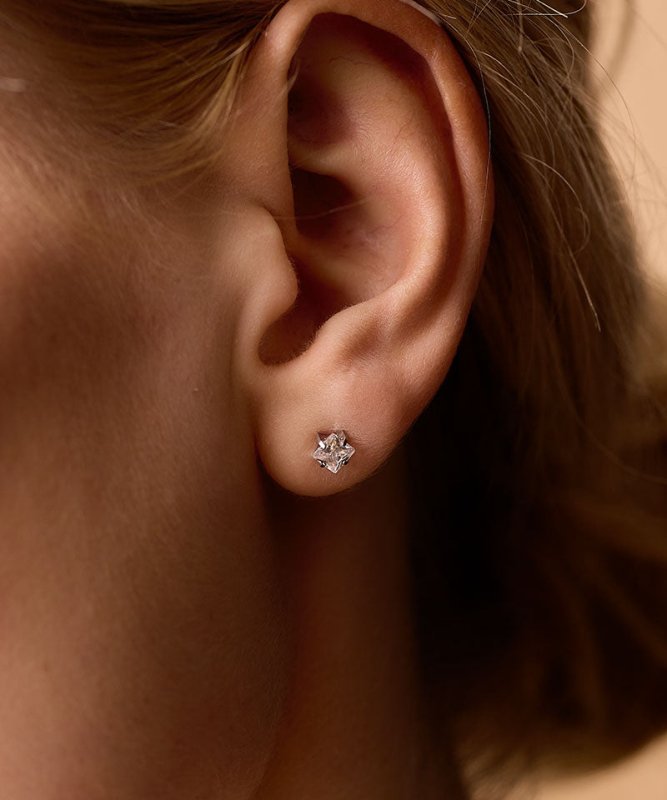 Oorbellen Blomdahl titanium knopje 5 mm. zirconiasteentje