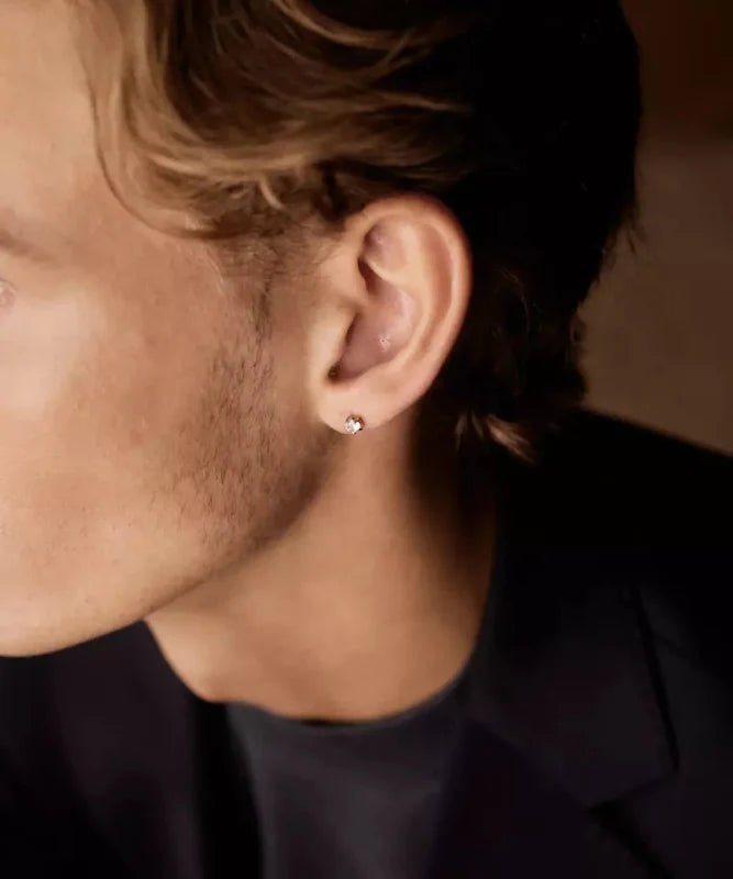 Oorbellen Blomdahl titanium knopje 5 mm. zirconiasteentje goudkleurig (incl. achterkantjes)