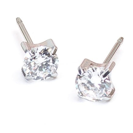 Oorbellen Blomdahl titanium knopje 5 mm. zirconiasteentje (incl. achterkantjes) - Staartjes en Strikjes