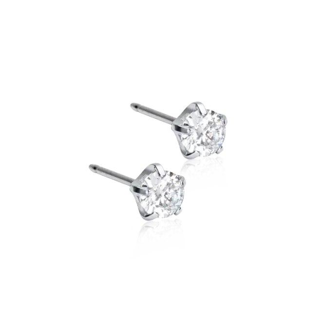 Oorbellen Blomdahl titanium knopje 5 mm. zirconiasteentje (incl. achterkantjes) - Staartjes en Strikjes