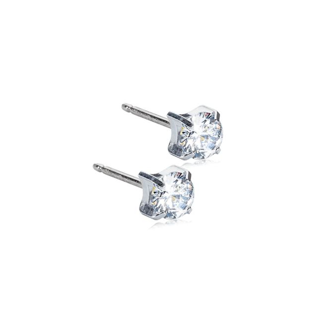 Oorbellen Blomdahl titanium knopje 5 mm. zirconiasteentje (incl. achterkantjes) - Staartjes en Strikjes