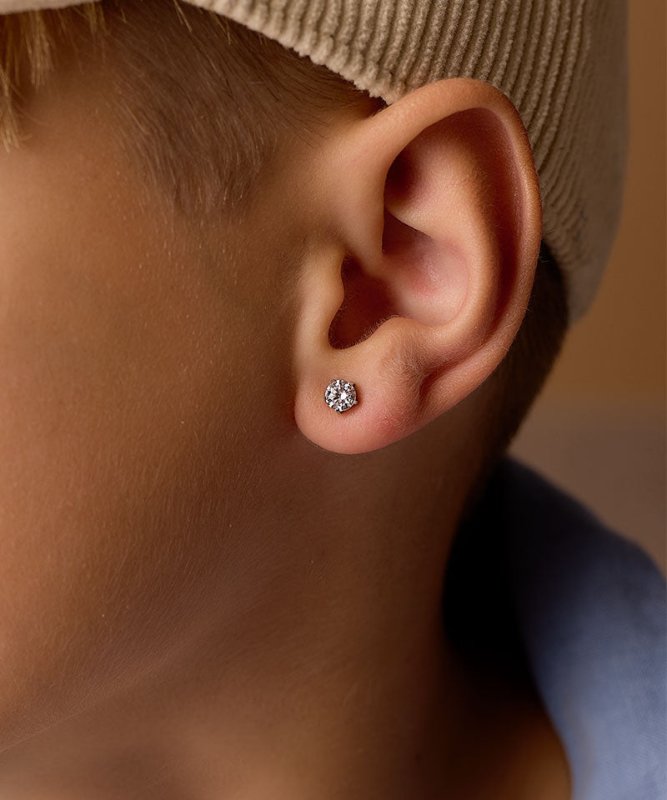 Oorbellen Blomdahl titanium knopje 6 mm. zirconiasteentje