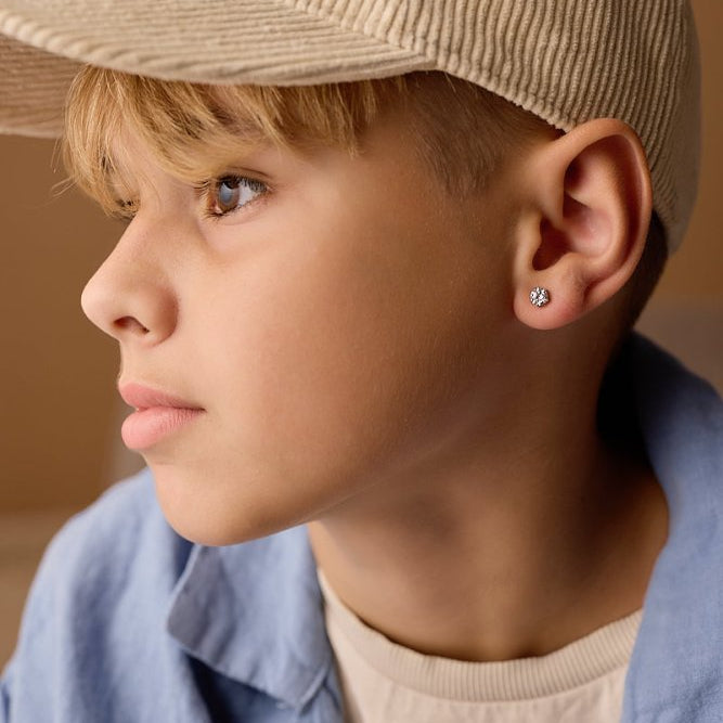 Oorbellen Blomdahl titanium knopje 6 mm. zirconiasteentje