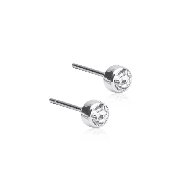 Oorbellen Blomdahl titanium knopje crystal 4 mm. (incl. achterkantjes)