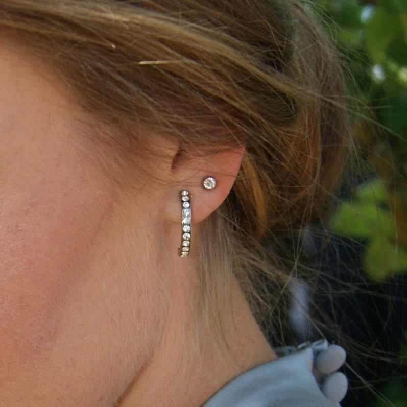 Oorbellen Blomdahl titanium knopje crystal 4 mm. (incl. achterkantjes) - Staartjes en Strikjes