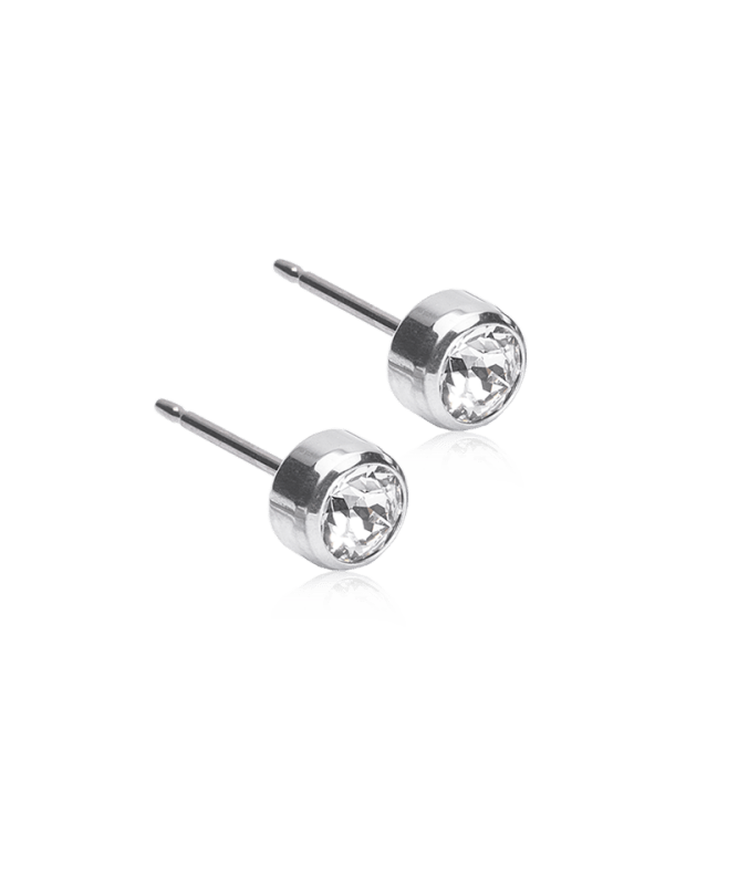 Oorbellen Blomdahl titanium knopje crystal 5 mm. (incl. achterkantjes) - Staartjes en Strikjes