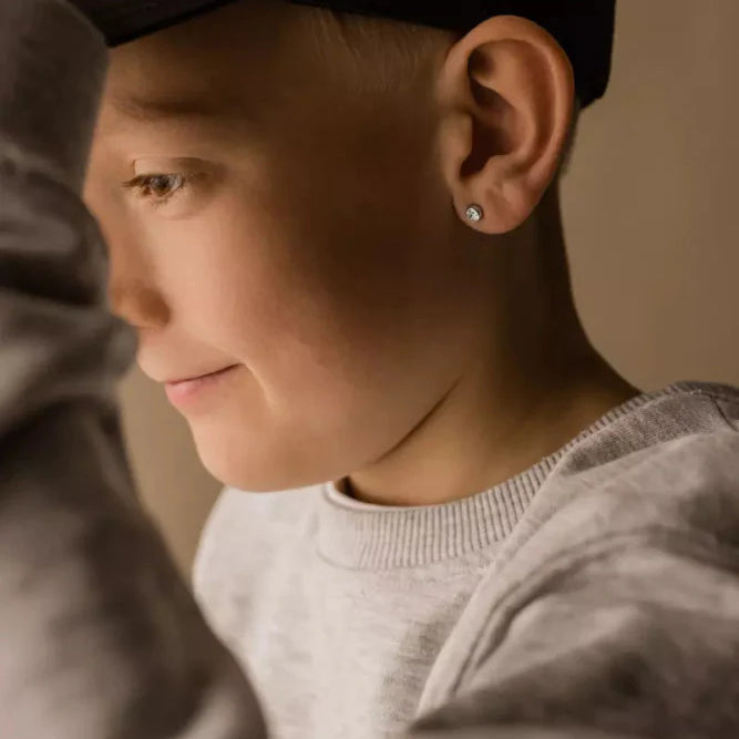Oorbellen Blomdahl titanium knopje crystal 5 mm. (incl. achterkantjes) - Staartjes en Strikjes