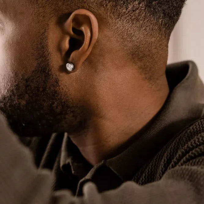 Oorbellen Blomdahl titanium knopje crystal 8 mm. (incl. achterkantjes) - Staartjes en Strikjes