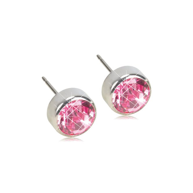 Oorbellen Blomdahl titanium knopje licht roze (incl. achterkantjes) - Staartjes en Strikjes