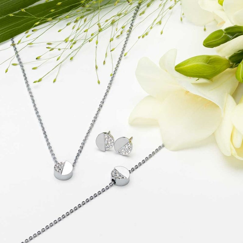 Oorbellen Blomdahl titanium knopje split crystal 8 mm. (incl. achterkantjes) - Staartjes en Strikjes