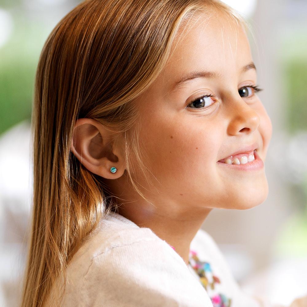 Oorbellen Blomdahl titanium knopje turqoise 5 mm. (incl. achterkantjes)