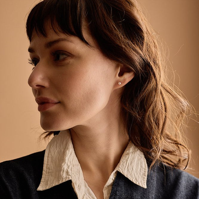 Oorbellen Blomdahl titanium met parel – lichtroze 4 mm