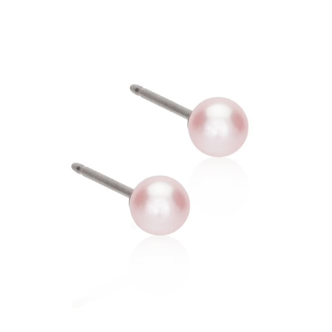 Oorbellen Blomdahl titanium met parel – lichtroze 4 mm
