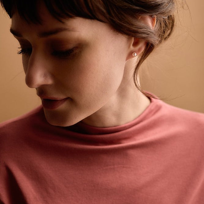 Oorbellen Blomdahl titanium met parel – lichtroze 5 mm