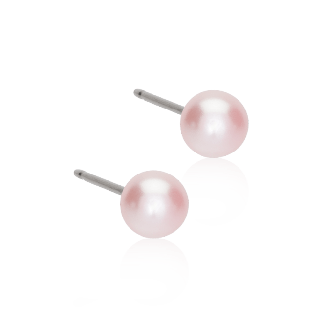 Oorbellen Blomdahl titanium met parel – lichtroze 5 mm - Staartjes en Strikjes