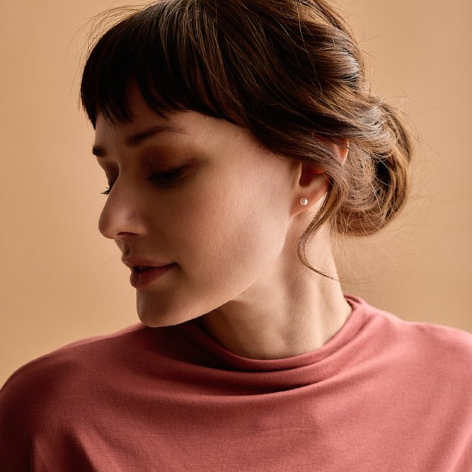 Oorbellen Blomdahl titanium met parel – lichtroze 5 mm