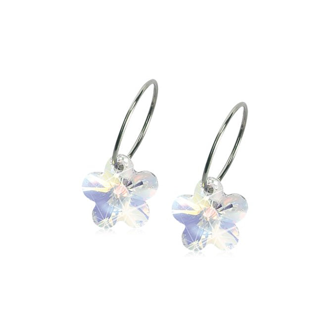 Oorbellen Blomdahl titanium oorringen 14 mm. bloemetje rainbow - Staartjes en Strikjes