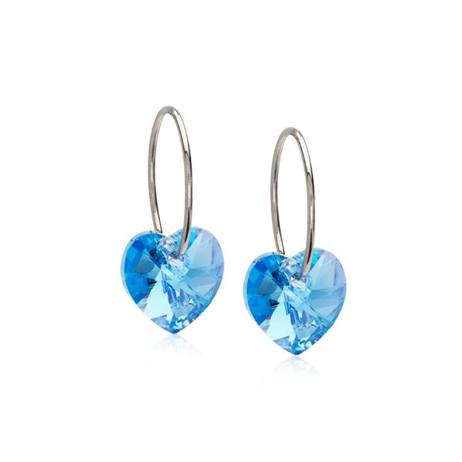 Oorbellen Blomdahl titanium oorringen 14 mm. hartje aqua - Staartjes en Strikjes