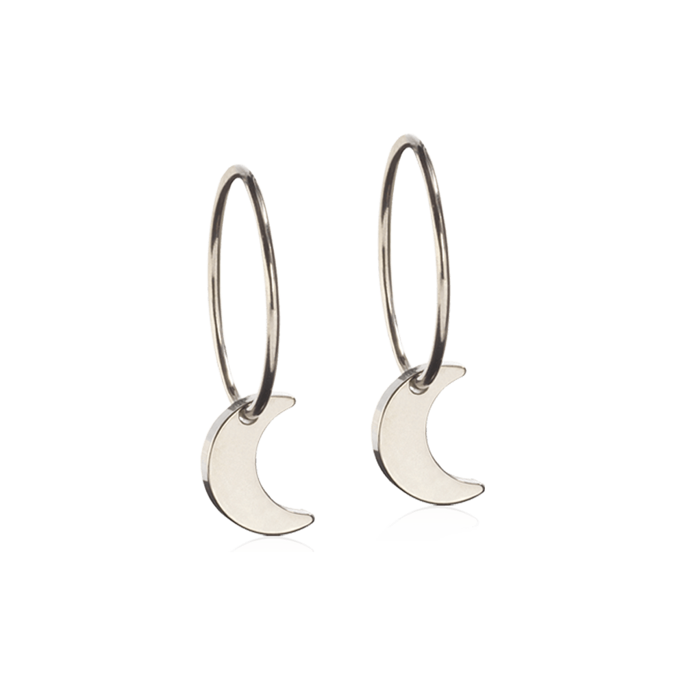 Oorbellen Blomdahl titanium oorringen 14 mm. met maan