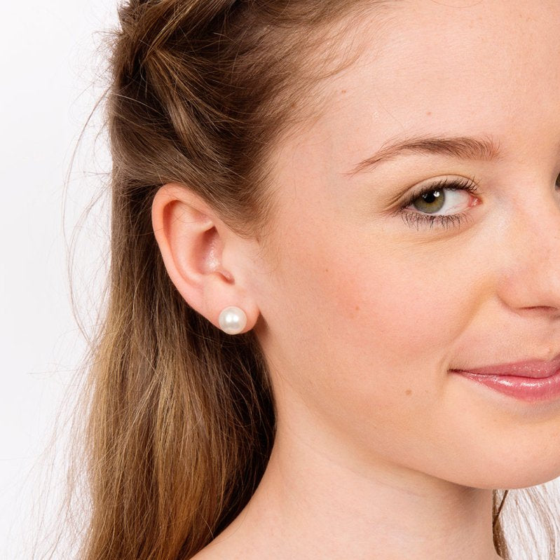 Oorbellen Blomdahl titanium parel 10 mm. (incl. achterkantjes) - Staartjes en Strikjes