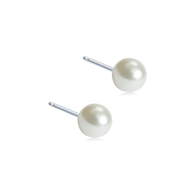Oorbellen Blomdahl titanium parel 4 mm (incl. achterkantjes) - Staartjes en Strikjes