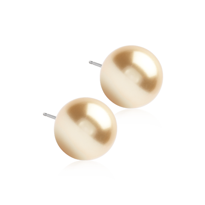 Oorbellen Blomdahl titanium parel golden shimmer 12 mm. - Staartjes en Strikjes