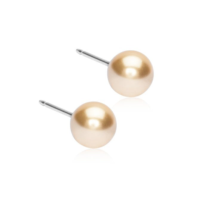 Oorbellen Blomdahl titanium parel golden shimmer 6 mm. (incl. achterkantjes)