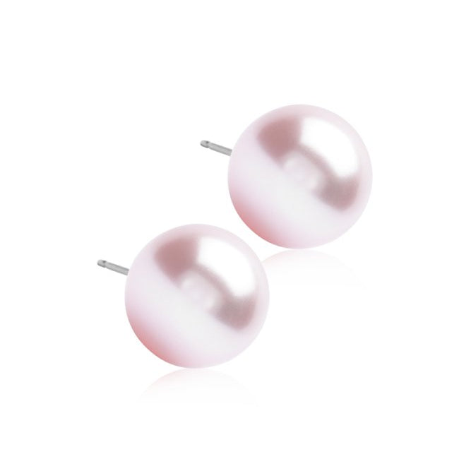 Oorbellen Blomdahl titanium parel lichtroze 12 mm. (incl. achterkantjes) - Staartjes en Strikjes