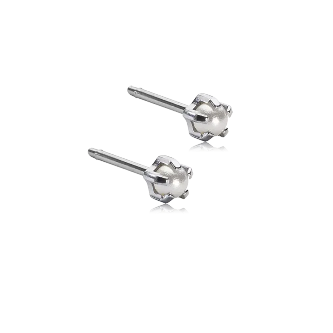 Oorbellen Blomdahl titanium parelknopje 4 mm. (incl. achterkantjes) - Staartjes en Strikjes