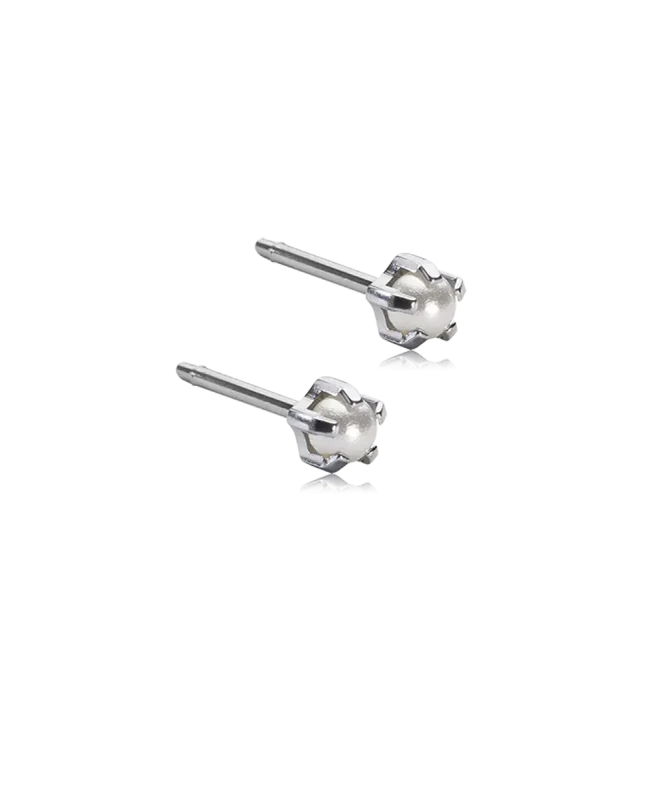 Oorbellen Blomdahl titanium parelknopje 4 mm. (incl. achterkantjes) - Staartjes en Strikjes