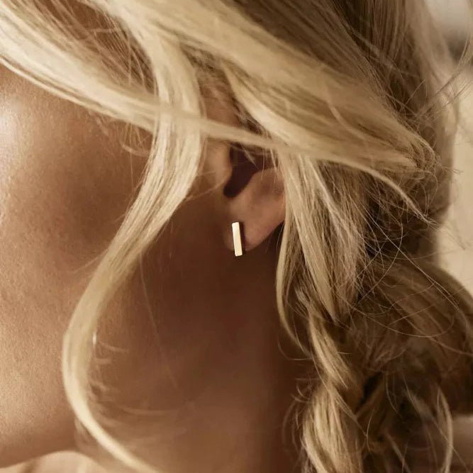 Oorbellen Blomdahl titanium rechthoek goudkleurig (incl. achterkantjes)