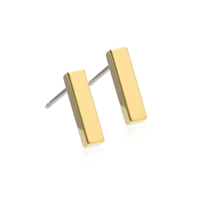 Oorbellen Blomdahl titanium rechthoek goudkleurig (incl. achterkantjes) - Staartjes en Strikjes