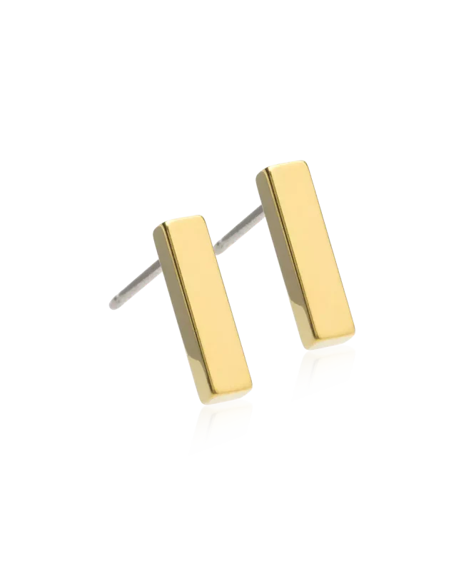 Oorbellen Blomdahl titanium rechthoek goudkleurig (incl. achterkantjes) - Staartjes en Strikjes