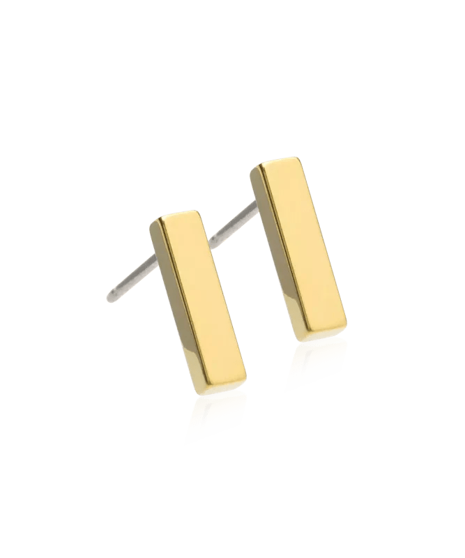 Oorbellen Blomdahl titanium rechthoek goudkleurig (incl. achterkantjes)