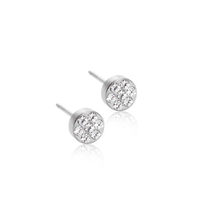 Oorbellen Blomdahl titanium rondje met crystal
