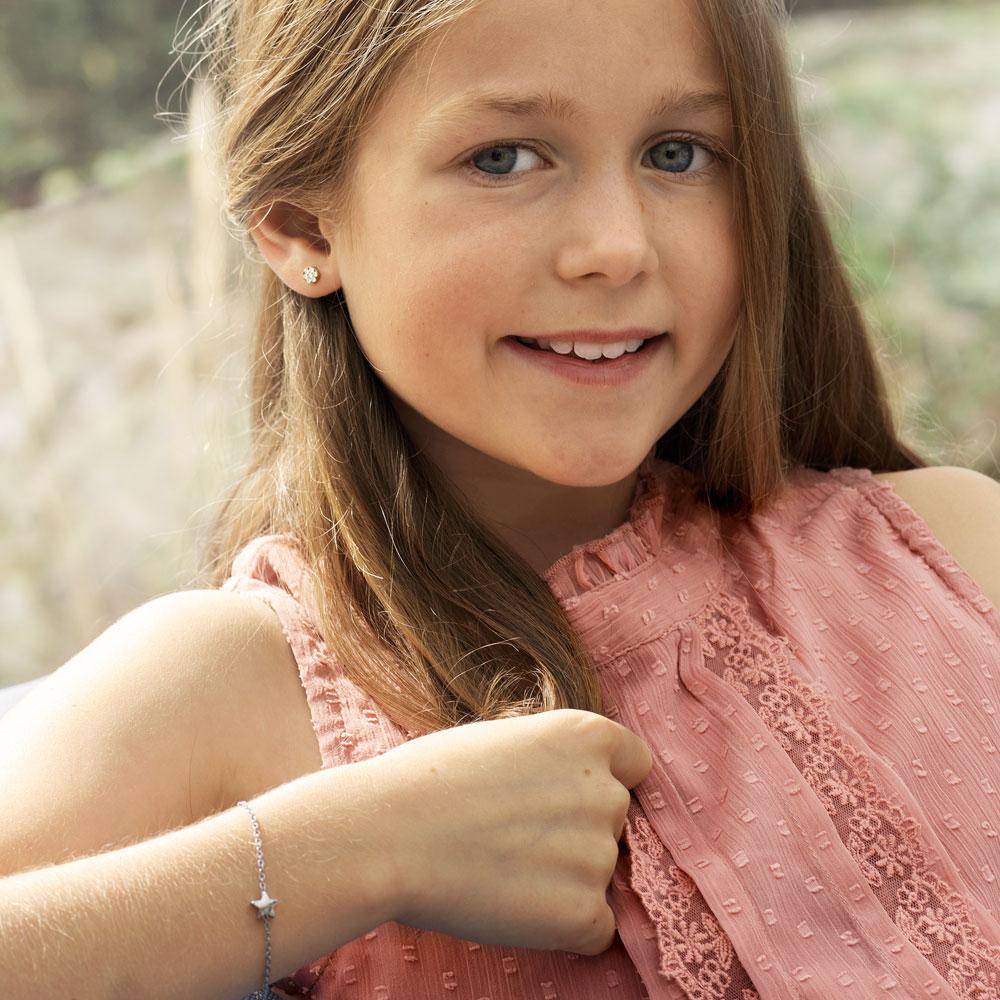 Oorbellen Blomdahl titanium rondje met crystal