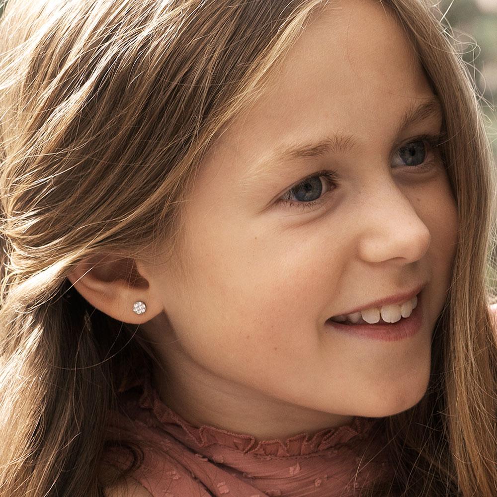 Oorbellen Blomdahl titanium rondje met crystal