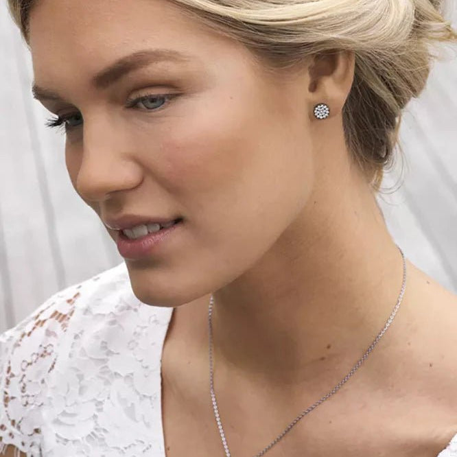 Oorbellen Blomdahl titanium rondje met crystal (incl. achterkantjes)