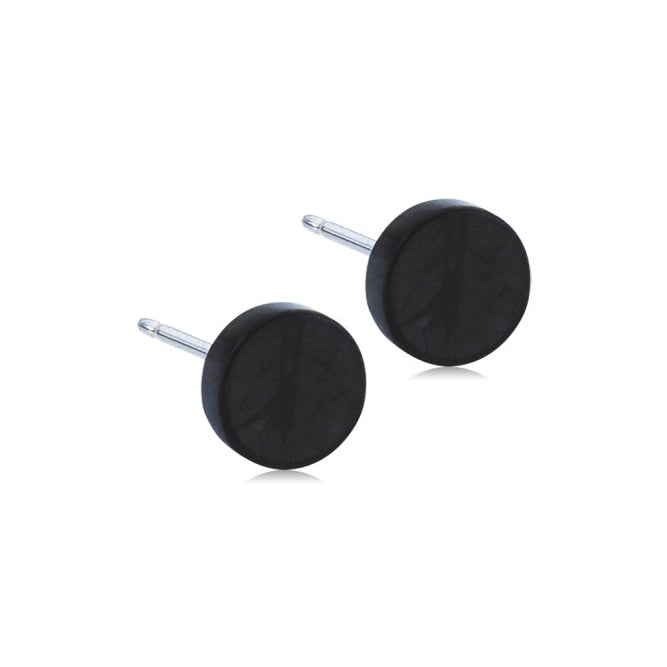 Oorbellen Blomdahl titanium rondje zwart 8 mm. (incl. achterkantjes) - Staartjes en Strikjes